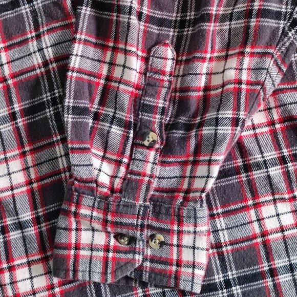 Ranch Tough casual button down shirt men's size 3XL reg. red grey plaid flannel - Picture 8 of 10